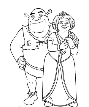 Shrek and Princess Fiona Coloring Page