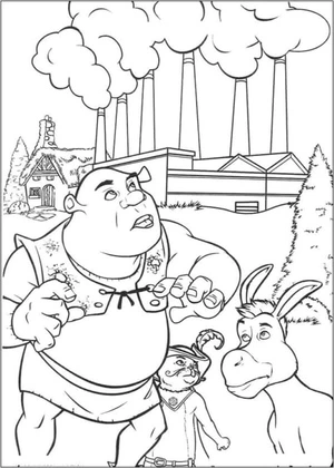 Simple Shrek and Friends Coloring Page