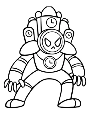 Animated Titan Clock Man can be rewritten as "Titan Timekeeper." Coloring Page