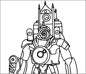 Clockwork Titan Colossus Coloring Page