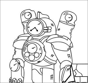 Image of a Titan Clock Man Coloring Page