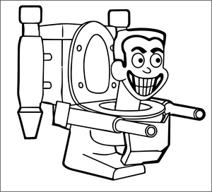 Simple Gentleman Skiing Toilet Coloring Page