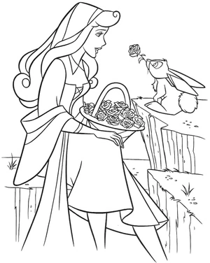 Aurora and Rabbit - Coloring Page Coloring Page
