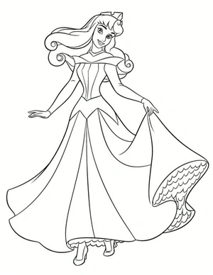 Aurora in a Peaceful Slumber Coloring Page