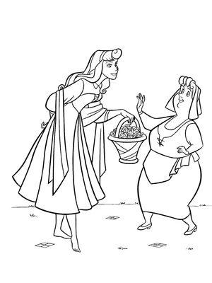 Aurora the Princess and Fairy Flora Coloring Page