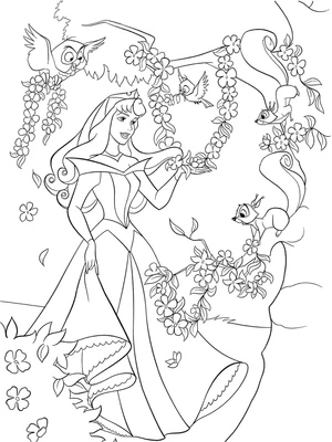 Aurora the Princess in the Enchanted Forest Coloring Page