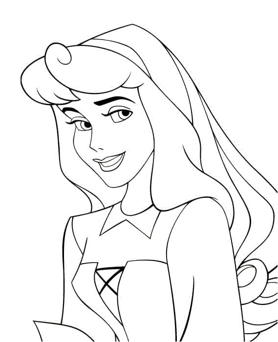 Happy Princess Aurora Coloring Page