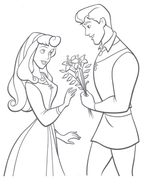 Princess Aurora and Prince Phillip Coloring Page