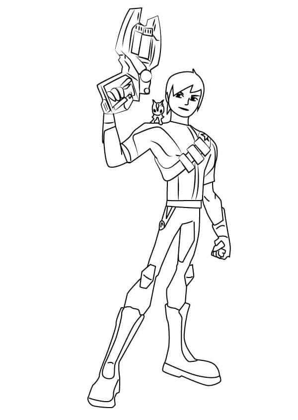 Eli with his faithful slug friend on his shoulder Coloring Page