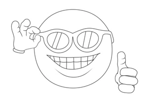 Happy Face with Eyeglasses Coloring Page