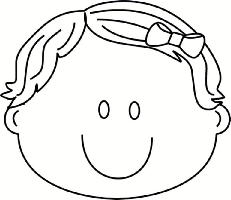 Happy Girl with a Bow Coloring Page