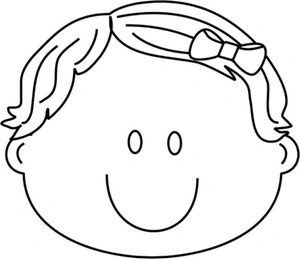 Happy Girl with a Bow Coloring Page