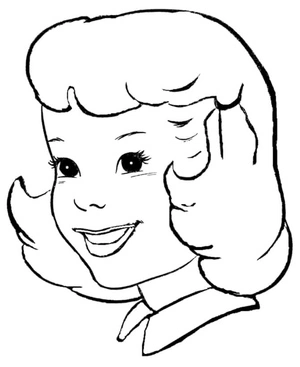 Simple Happy Girl Face Coloring Page