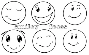 Six Happy Faces Coloring Page