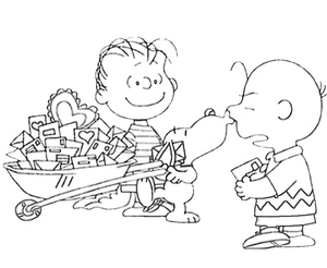 Snoopy and Charlie Kissing Coloring Page