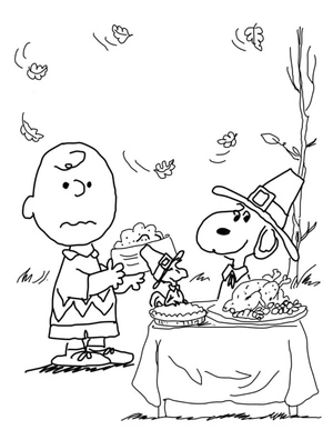 Snoopy and Friends Enjoying a Picnic Coloring Page