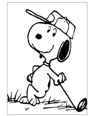 Snoopy is getting ready to play golf. Coloring Page