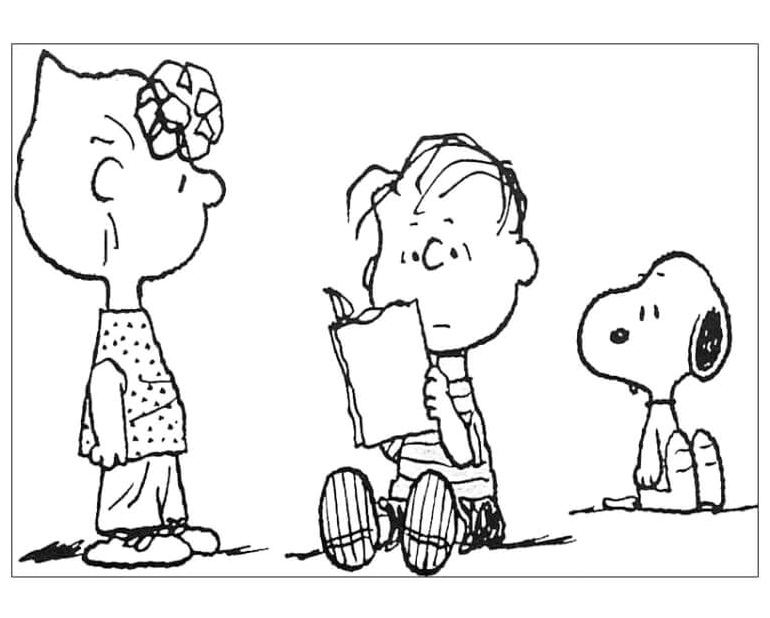 Snoopy, Sally, and Linus Coloring Page