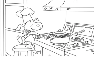 Snoopy the Chef Coloring Page