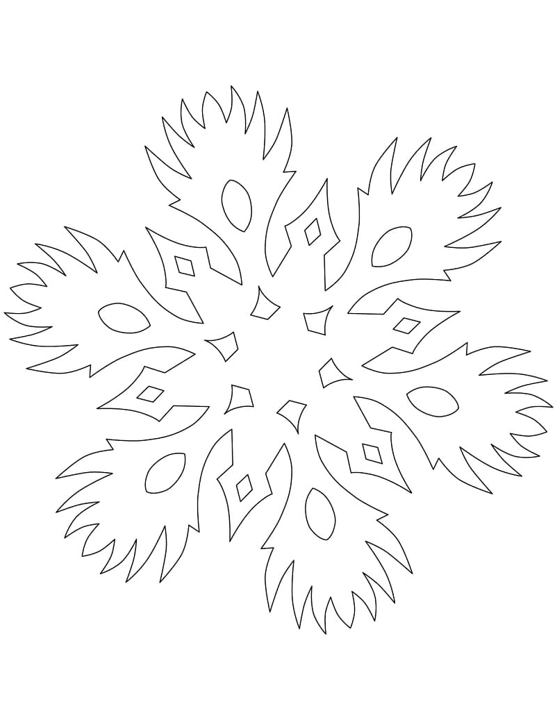 Flaming Snowflake Coloring Page