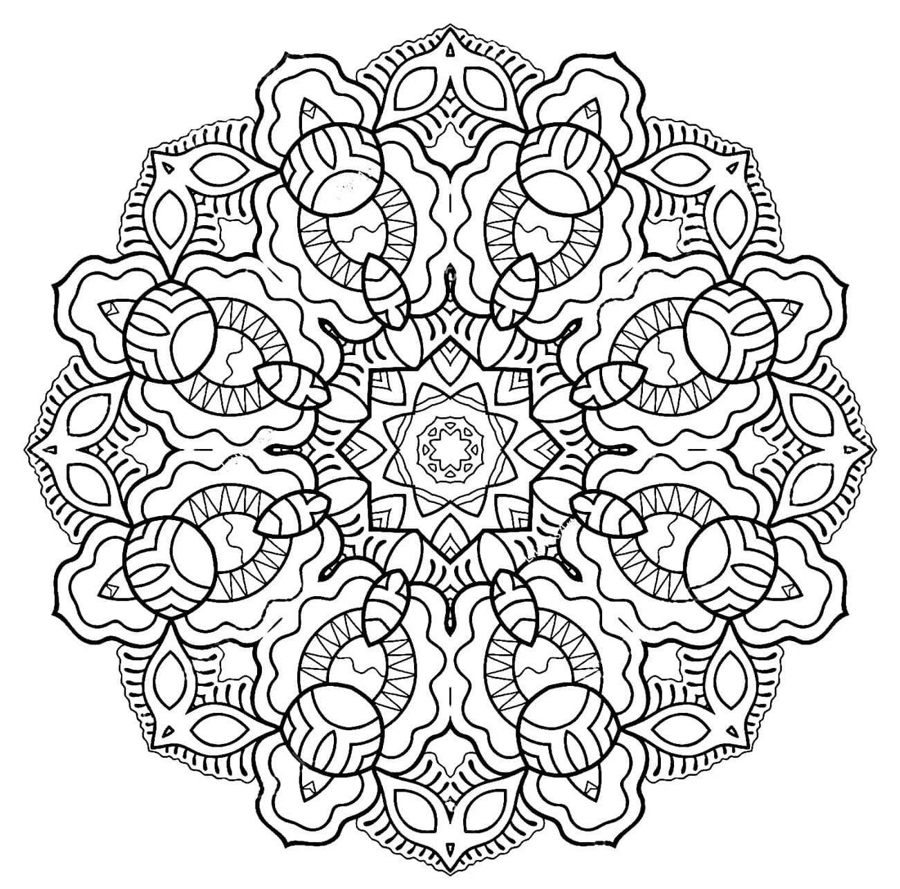 Mandala Snowflake Coloring Page