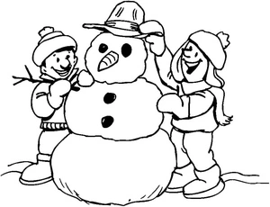 Snowman Building Coloring Page