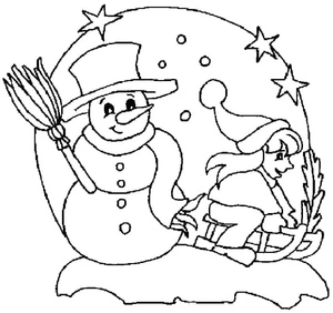 Snowman Cartoon Coloring Page