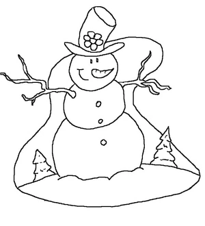 Snowman coloring page for Christmas Coloring Page
