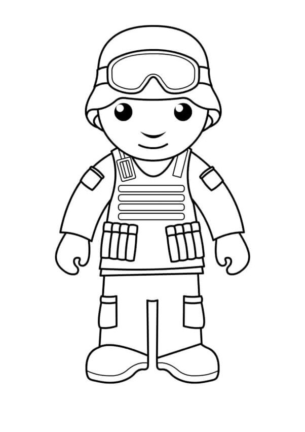 Happy Chibi Warrior Coloring Page