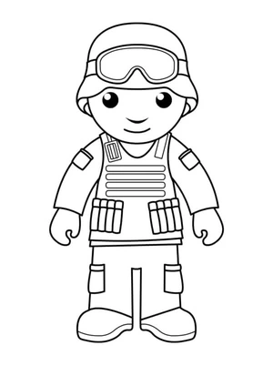 Happy Chibi Warrior Coloring Page