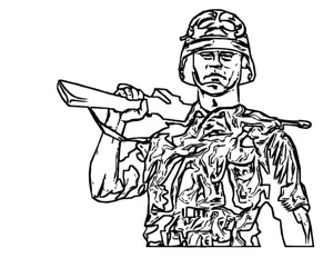 Simple Soldier Hand Drawing Coloring Page