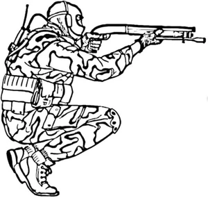 Soldier Taking Aim at the Enemy Coloring Page