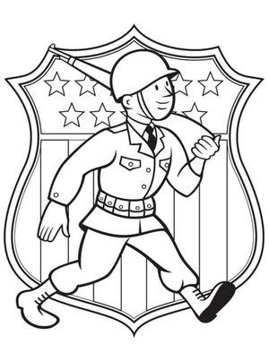 Soldier Walking with National Coat of Arms