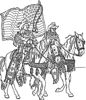 Soldiers Riding Horses in Uniform Coloring Page