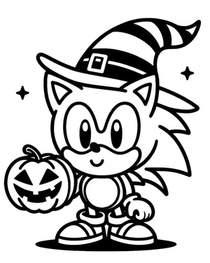 Cute Halloween Sonic Coloring Page