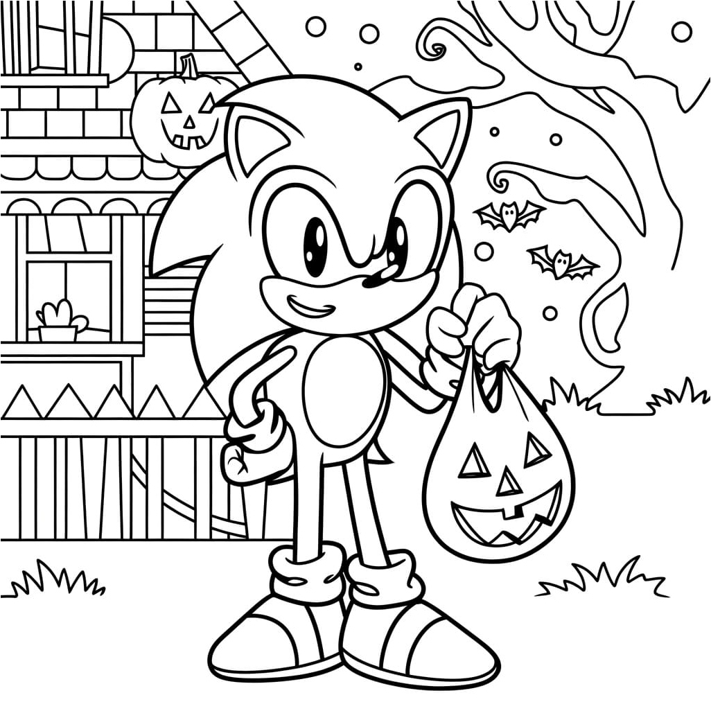 Printable Halloween coloring page featuring Sonic Coloring Page