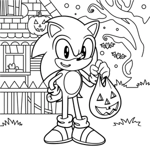 Printable Halloween coloring page featuring Sonic Coloring Page