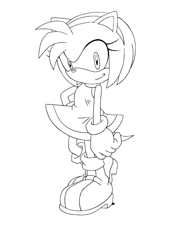 Amy Rose, the adorable character Coloring Page