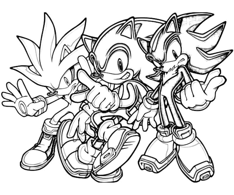 Sonic and his friends hanging out together Coloring Page