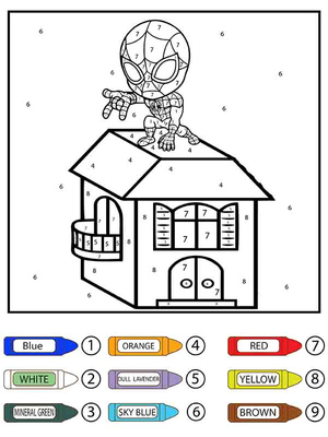 Color By Number Chibi Spiderman