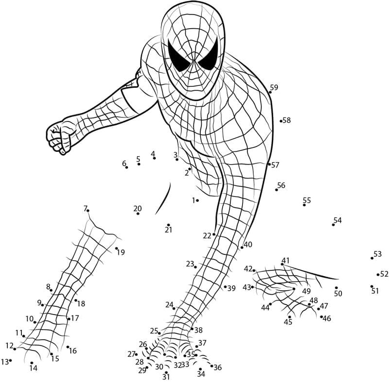 Exciting Spider-Man Color By Number Coloring Page