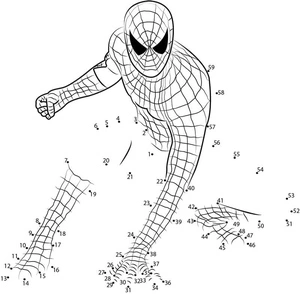 Exciting Spider-Man Color By Number Coloring Page