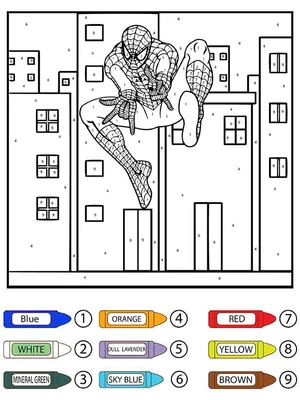 Spiderman Color By Number - Basic Coloring Page