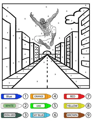 Spiderman Color By Number Perfect Coloring Page
