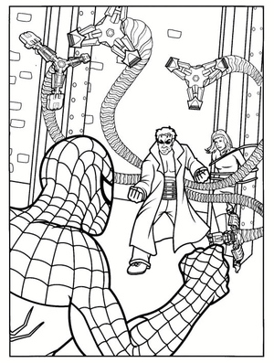 Spider-Man battling Doctor Octopus