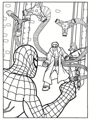 Spider-Man battling Doctor Octopus Coloring Page