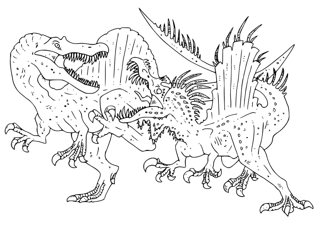 Spinosaurus Battle Coloring Page