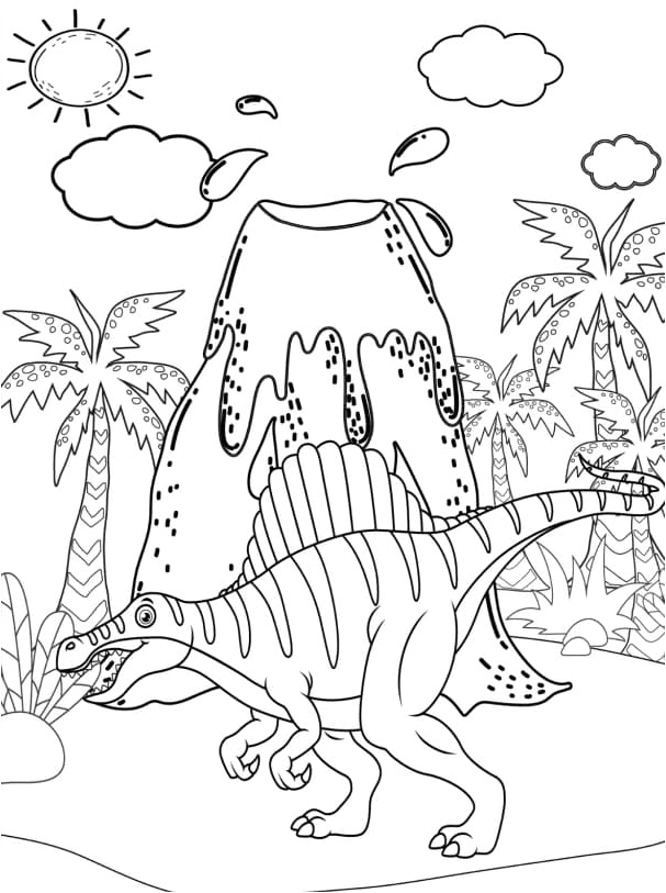 Spinosaurus Cartoon Coloring Page