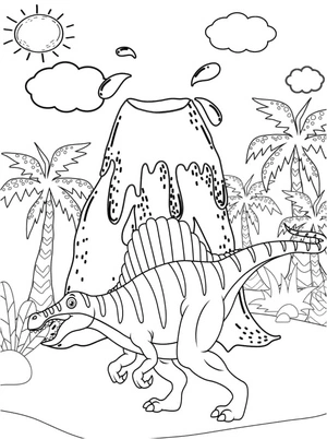 Spinosaurus Cartoon Coloring Page