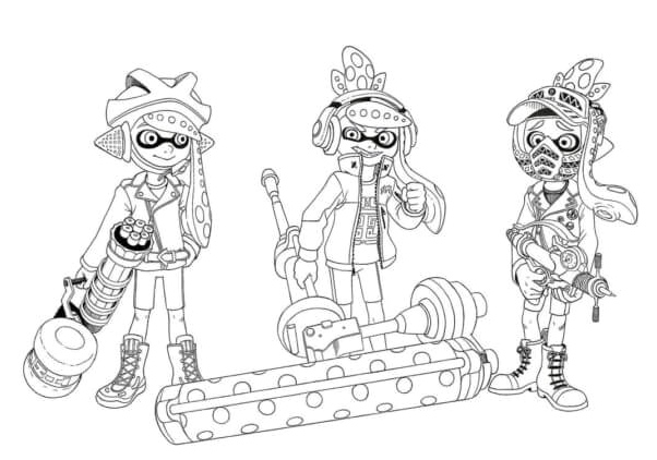 Anya with Her Squid Sisters Coloring Page Coloring Page